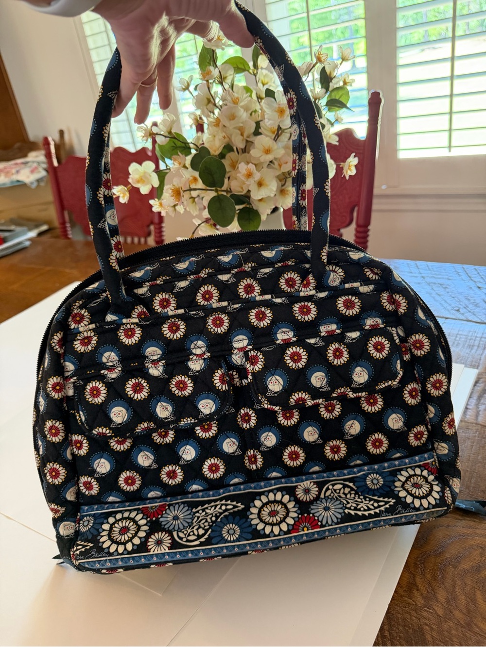 Vera Bradley RETIRED “ Night Owl” Quilted Tote